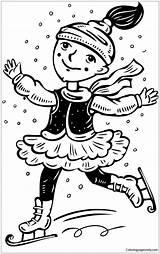 Skating Ice Coloring Pages Girl Winter Drawing Printable Kids Skate Girls Skates Color Template Illustrations Snoopy Family Clip Children Mouse sketch template