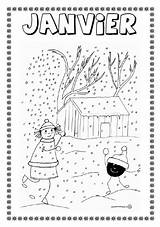 Coloriage Mois Book Jacket Lannee Annee Silhouettes Alphabet Kinder Billboard Kindergarten Preschool January Garden Cover sketch template
