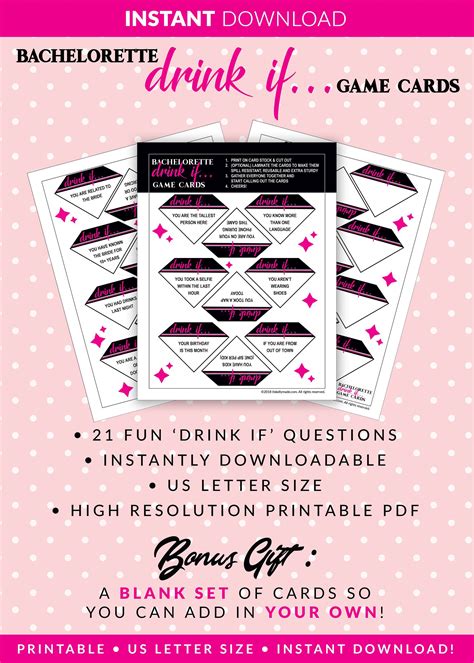 Bachelorette Drink If Cards Party Game Printables