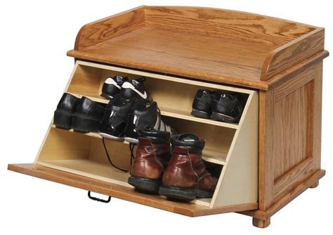 oak wood shoe storage blanket chest  dutchcrafters amish furniture