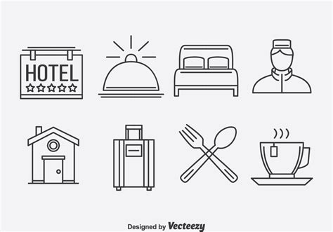 hotel outline icons vector  vector art  vecteezy