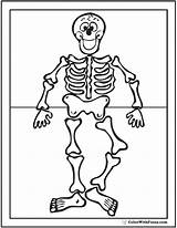 Skeleton Coloring Printable Pages Halloween Pdf Happy Adult Kids Kindergarten Template sketch template