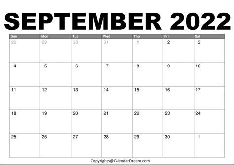 september  calendar  printable calendar templates