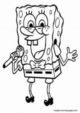 Spongebob Coloring Pages Singing Microphone Squarepants Maatjes sketch template