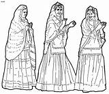 Coloring Punjabi Fulla Dances sketch template