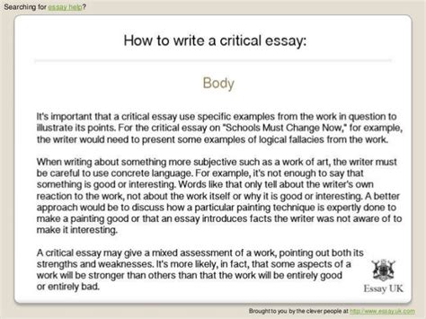 critical essay layout