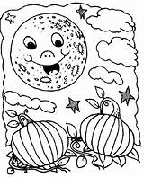 Coloring Night Halloween Moon Time sketch template