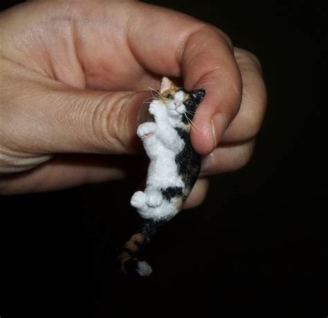 realistic handmade dollhouse miniature calico cat sculpture ooak