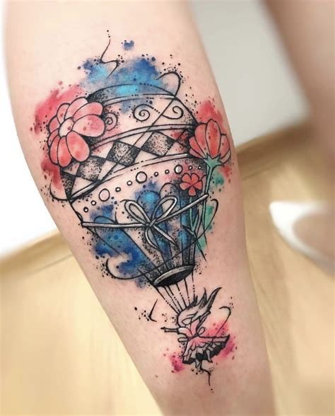 Hot Air Balloon Water Color Tattoo Tatuagem Feminina Braço Tatuagem