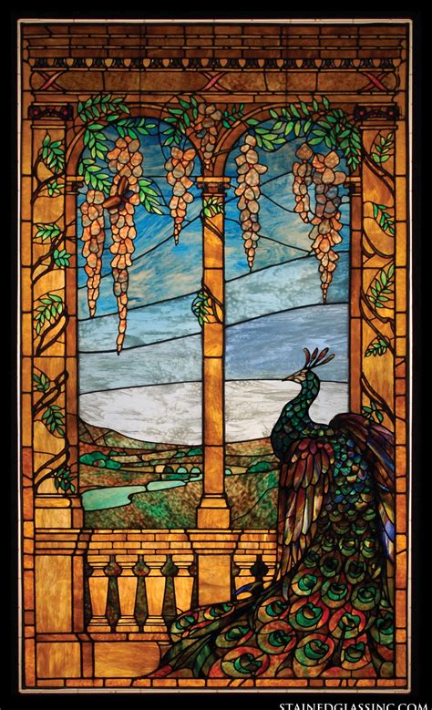 Cool Stained Glass Window Ideas Of An Arched Featuring A Peacock Panel