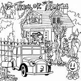 Haunted Halloween Pages Coloring House Getcolorings Color sketch template