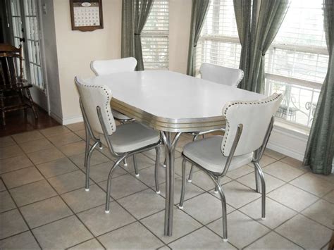vintage retro  white kitchen  dining room table   chairs