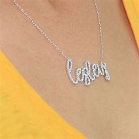 solid white gold  plate necklace personalized  etsy