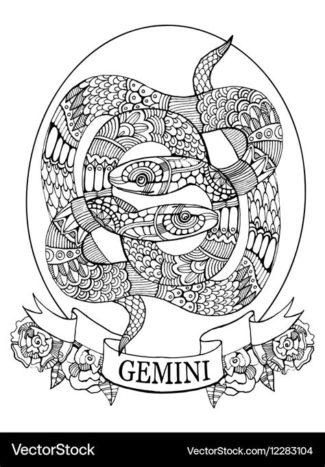 gemini zodiac sign coloring book  adults vector image