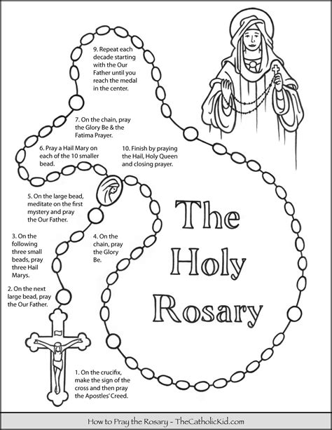 pray  rosary coloring page  kids thecatholickidcom