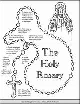 Rosary Pray Thecatholickid Rosaries Pdf Mysteries Prayer Hail Bead Getcolorings Sacrament Recite Religion sketch template