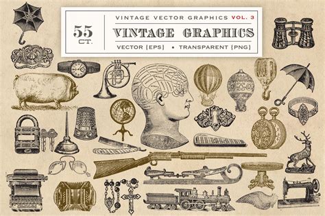 vintage vector graphics vol   illustrations design bundles