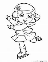 Ice Coloring Skating Dora A4 Printable Pages sketch template