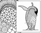 Penguin Coloring Zentangle Intricate 1203 Grown sketch template