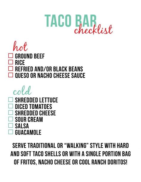 printable taco bar sign  sheet