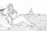 Coloring Mermaid Fantasy Deviantart Mermaids Sirens sketch template
