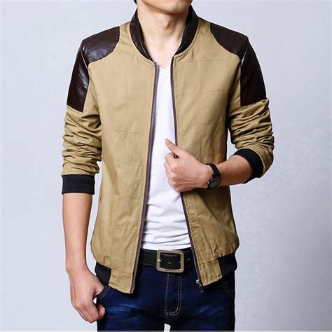 arrival men casual wear jackets pu leather patchwork  colors slim  youth coat
