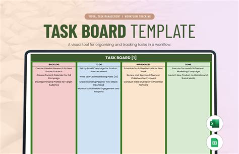 task board template  excel google sheets  templatenet