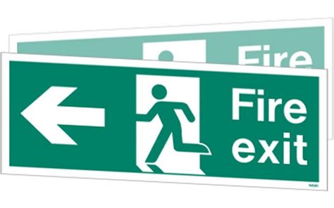 double sided fire exit sign     left white fire safety signs