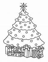Christmas Coloring Tree Pages Presents Cute Getcolorings sketch template
