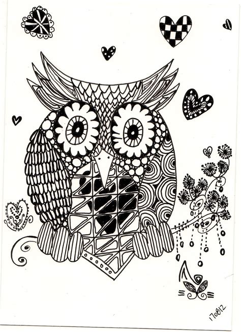 zentagle drawing zentangle owl gufi disegno bianco  nero gufo