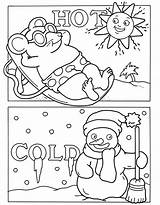 Coloring Opposites Hot Pages Cold Weather Preschool Worksheet Kids Worksheets Sheets Opposite Dover Printables Publications Welcome Fun Activities Books Kindergarten sketch template