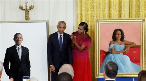 barack  michelle obama return  white house  unveiling  official portraits world news