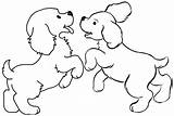 Coloring Dogs Two Playing Pages Dog Together Cute Kids Dozens sketch template