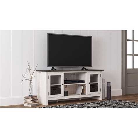 signature design  ashley dorrinson ashle  tone large tv stand  glass doors