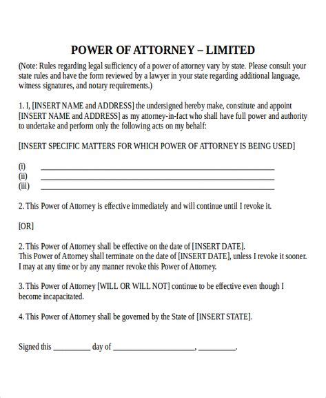 sample power  attorney