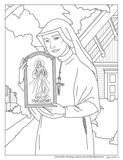 st faustina divine mercy coloring page inspire  faith