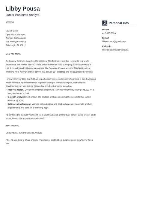 business analyst cover letter examples templates