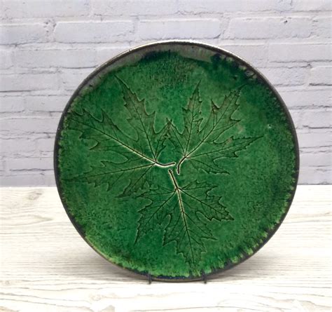 glossy green ceramic plates  handmade     etsy