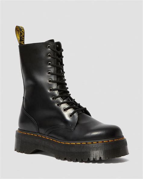 femmehomme dr martens bottes jadon  plateformes en cuir black polished smooth boots