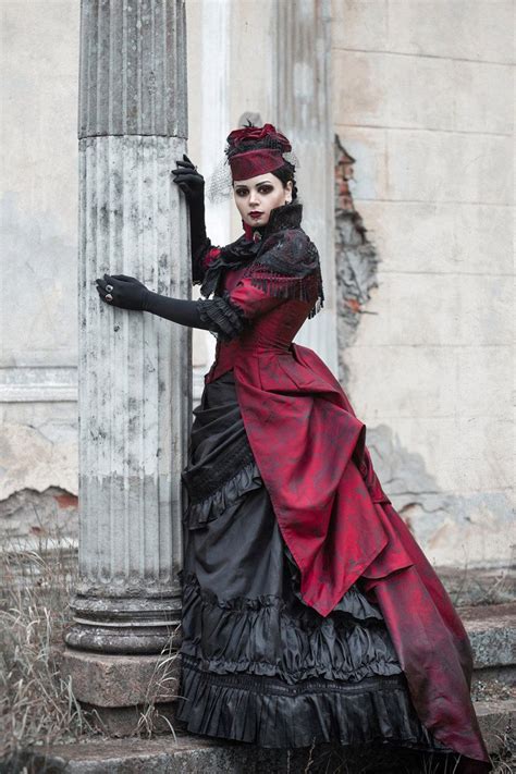elegant gothic victorian style black and red steamgoth