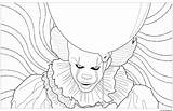 Coloring Clown Pages Pennywise Printable Psychedelic Outstanding Background sketch template