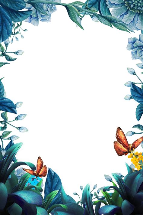 ftestickers frame borders flowers butterflies
