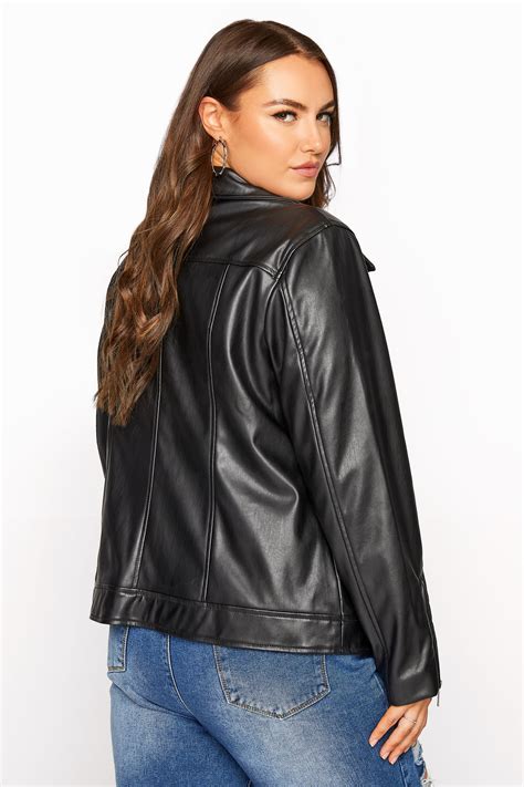 size black faux leather jacket  clothing