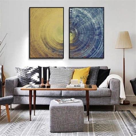 hq canvas print wall art abstract blue meets yellow frame  contemporary wall art diy