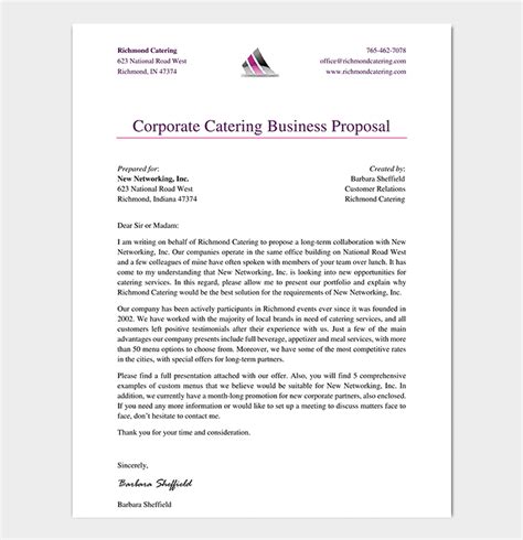 sample catering request letter