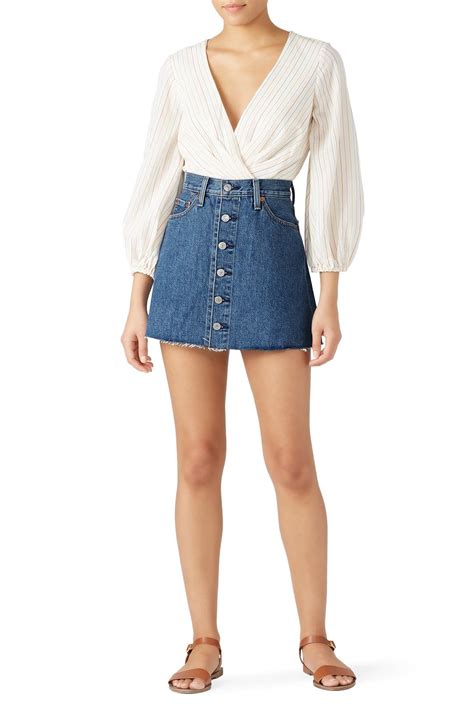denim button front mini skirt by levi s for 30 rent the