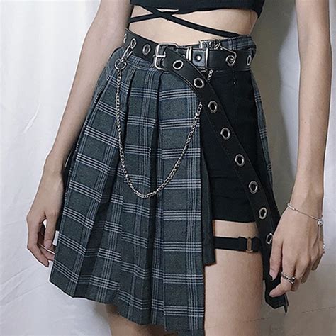 Buy Gothic Plaid A Line Mini Skirts Women 2018 New Hot