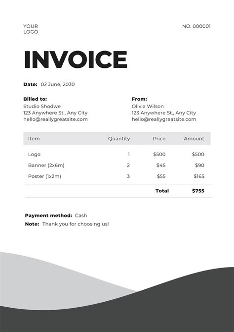 paper modern invoice template  printable freelance business