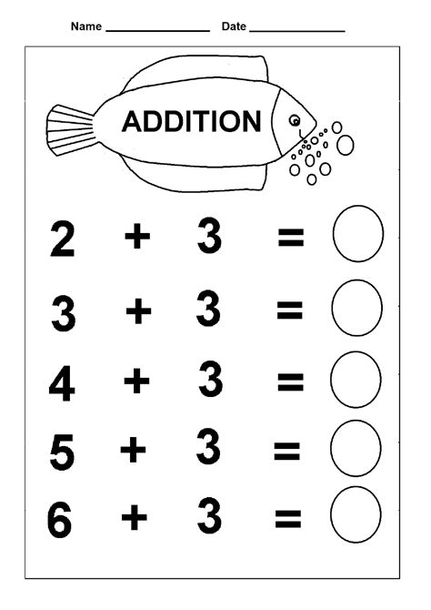 math worksheet kindergarten  printable