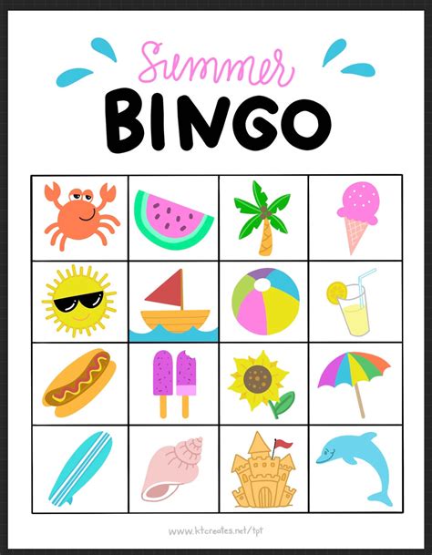 summer bingo printable